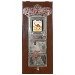 Coin-operated skill game, Rare Juggler, 1 cent wall mount, Exc cond w/key, 17"H x 8"W x 2"D.