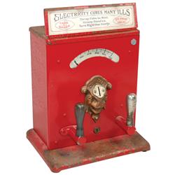 Coin-operated arcade machine, Mills Lion Front Shocker, 1 Cent amusement game, VG working cond w/som