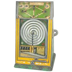 Coin-operated trade stimulator, Rare PEO World Champion Baseball, nice orig machine in Good to VG wo
