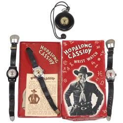 Hopalong Cassidy watches (4), includes Rare pocket watch by U.S. Time, c.1950, U.S. Time Hoppy wrist