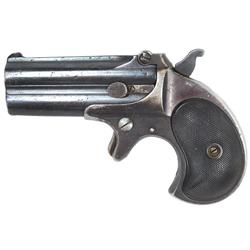 Handgun, Remington, Double Derringer, 41 cal, 3" bbl, hard rubber grips, no crack evident on hinge, 