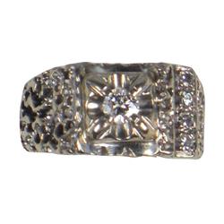 Jewelry, ring, 14 K white gold w/4 diamond points & center approx 1/4 K diamond, Exc cond.