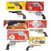 Image 1 : Toy cap guns in boxes (6), includes Hubley Coyote, Kilgore Eagle-black eagle grips, Lone Star Cub, A