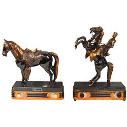 Abbotwares figural horse radios (2), standing horse's saddle horn is missing, Good untested cond, 16