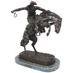 Frederick Remington bronze statue on marble base, titled "Wooly Chaps", c.1950's-1960's, Exc cond, 2