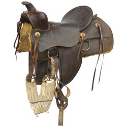Saddle, made by Chas Shipley-Kansas City, MO, c.1930's era, 15.5" seat, Good cond.