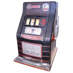 Coin-operated slot machine, Mills Black Beauty, made for English pennies but plays on quarters, c.19