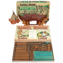 Daniel Boone Wilderness Scout play set, mfgd by Marx & Daniel Boone Cabin Logs, mfgd by Woodcraft No