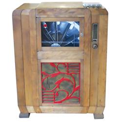 Jukebox, Mills Ferris Wheel, appears to be complete, 5 Cent play, walnut veneer w/some damage in gri