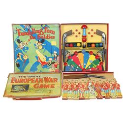 Gun target games, The Great European War Game by Parker Brothers & Tumbling Tom The Soldier by Milto