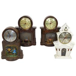 Mastercrafters clocks (4), 3 different styles, all VG cond & approx 12"H.