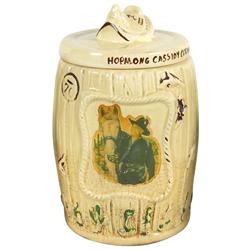 Hopalong Cassidy cookie barrel, VG cond w/some crazing & tiny stress line, 11"H.