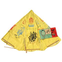 Lone Ranger tent in box, mfgd by H. Wenzel Tent Co., c.1958, VG cond, box is 13" x 22.5".