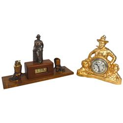 Will Rogers figural clocks (2), Mastercrafters Will Roger Radio Star & Movie Actor clock, 13"H x 13"