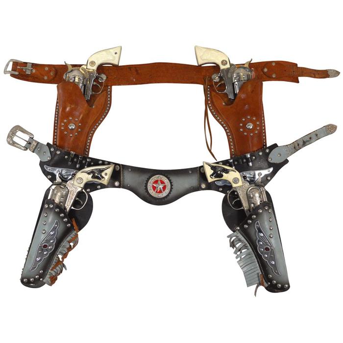 Toy cap guns & holsters, Hubley Texan Jr. cap guns w/double holster ...