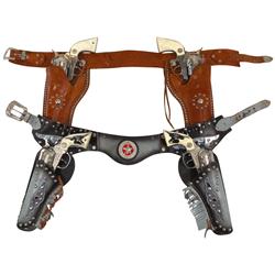 Toy cap guns & holsters, Hubley Texan Jr. cap guns w/double holster & Cowboy cap guns w/double holst