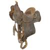 Image 1 : Saddle, unmarked half-seat saddle w/14" seat, c.1880's to 1890's in Fair cond.