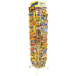 Western comic books (90+) on revolving Comics metal rack, books include many Lone Ranger, Kid Colt O