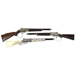Toy cap shotguns (3), 2 Rifleman & 1 Scout rifle, c.1960's-1970's, VG cond, 32.5"H.