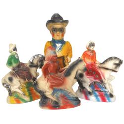 Lone Ranger chalkware figures (3) & chalkware Indian on horse, all in VG & Exc cond, 11" to 16"H.