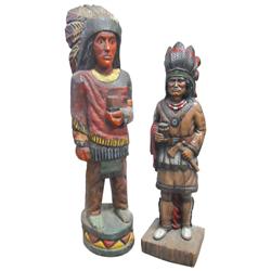 Cigar Store Indian statues (2), painted composition, colorful, VG cond, 42" & 48"H.