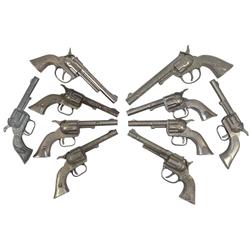 Toy cap guns (10), includes Hubley Pal, Chief, Pet, etc., c.1950's-1960's, Good to VG cond.