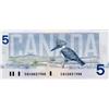 Image 1 : BANK OF CANADA.  $5.00.  1986 Issue.  BC-56aA.  Yellow B.P.N.  No. ENX0831988.  CU.  