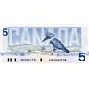 Image 1 : BANK OF CANADA.  $5.00.  1986 Issue.  BC-56aA-i.  Blue B.P.N.  No. ENX3001728.  AU+.  