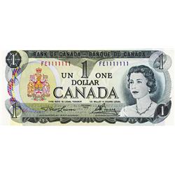 BANK OF CANADA.  $1.00.  1973 Issue.  BC-46a.  Lawson-Bouey.  No. FE1111111,  GA2222222,  GD3333333,