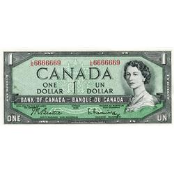 BANK OF CANADA.  $1.00.  1954 Issue.  BC-37b.  Lot of nine ascending first digit notes and nine asce