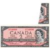 Image 1 : BANK OF CANADA.  $2.00.  1954 Issue.  BC-38d.  Lawson-Bouey.  No. P/G7149998.  A major folding error