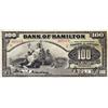 Image 1 : THE BANK OF HAMILTON. $100.00. June 1, 1909. CH-345-20-26. No. 005118. 'E…E' overprint in red.  A br