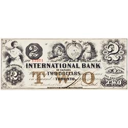 THE INTERNATIONAL BANK OF CANADA. $2.00. Sept. 15, 1858. CH-380-10-08-12. No. 15271. PMG graded Unc-