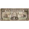 Image 1 : THE MOLSON'S BANK.  $5.00. 2 Jan., 1912. CH-490-32-02. No. 256325/H. BCS graded Very Good-8. Missing