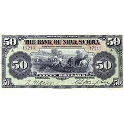 THE BANK OF NOVA SCOTIA. $50.00. Jan. 2, 1925. CH-550-28-28. No. 17213/A.  Good body, but a 1/2" tea
