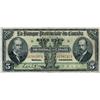 Image 1 : LA BANQUE PROVINCIALE DU CANADA. $5.00. 1919. CH-615-14-06. No. J1567971. PMG graded Fine-12.  Only 