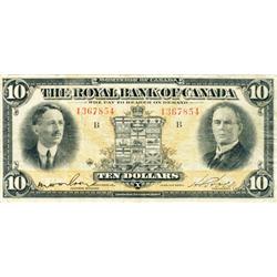 THE ROYAL BANK OF CANADA. $10.00. 1927. CH-630-14-08. No. 1367854/B. PMG graded Very Fine-20.