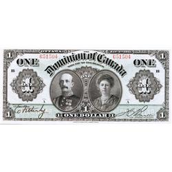 DOMINION OF CANADA.  $1.00. Jan. 3, 1911. DC-18a. No. 651504. Green Line. Boville. PMG graded Very F