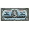Image 1 : BANK OF CANADA.  $5.00. 1937 Issue. BC-23c. Coyne-Towers. No. E/S1266992. BCS graded Unc-60. Designa