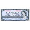 Image 1 : BANK OF CANADA.  $5.00. 1954 Issue. BC-39bA. Modified. Beattie-Rasminsky. No. *N/X0096370. BCS grade