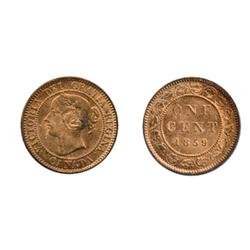 1859. Narrow 9.  ICCS Mint State-64. Red.