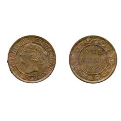 1859. Narrow 9.  ICCS Mint State-62, Red and Brown.  30% red luster remaining.