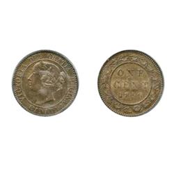 1859. Double-Punched, Narrow 9. #1.  PCGS graded Mint State-61.  Brown.