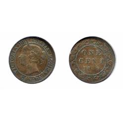 1859. Double-Punched, Narrow 9 #1.  NGC graded Very Fine-20.  A brown example. 