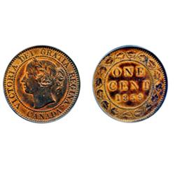 1859. Wide 9/8.  ICG graded Mint State-64.  30% remaining red luster.