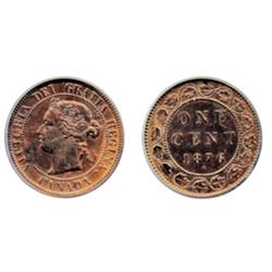 1876-H.  PCGS graded Mint State-65. Brown.  Traces of red luster.  Ex. Pittman collection.