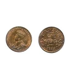 1927.  ICCS Mint State-63. Red-Brown.  40% red luster.