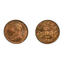 1932.  ICCS Mint State-64. Red.  60% red luster.