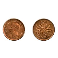 1942.  ICCS Mint State-65. Red.  70% red luster.