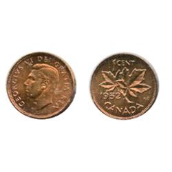 1952.  ICCS Mint State-65. Red.  Lightly lacquered.  80% remaining red luster.